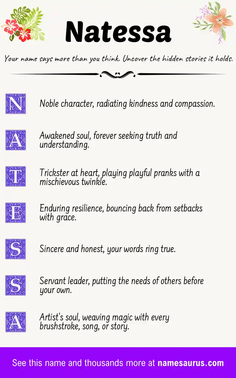 Acrostic poem about Natessa.