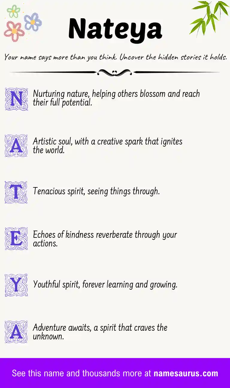 Acrostic poem about Nateya.