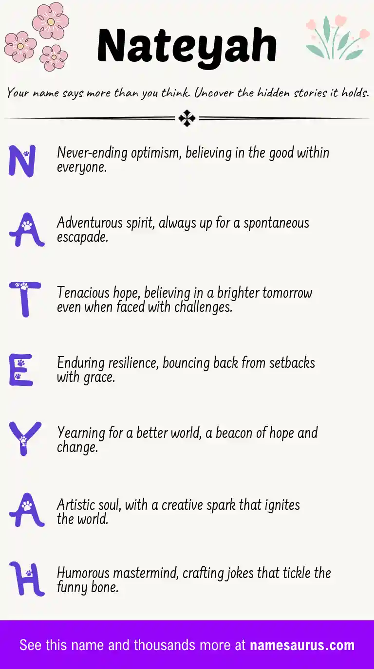 Acrostic poem about Nateyah.