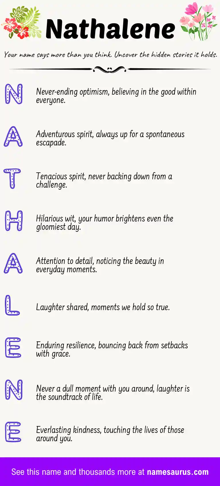 Acrostic poem about Nathalene.