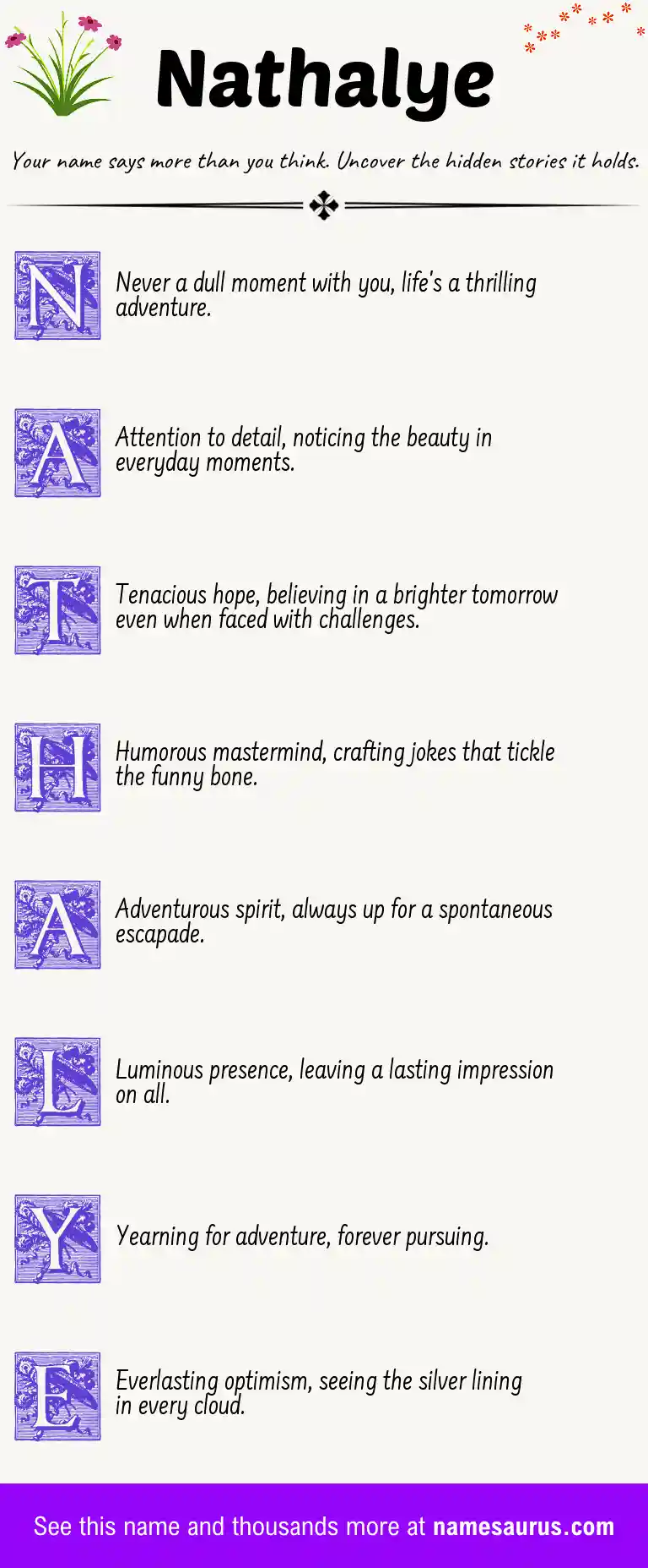 Acrostic poem about Nathalye.