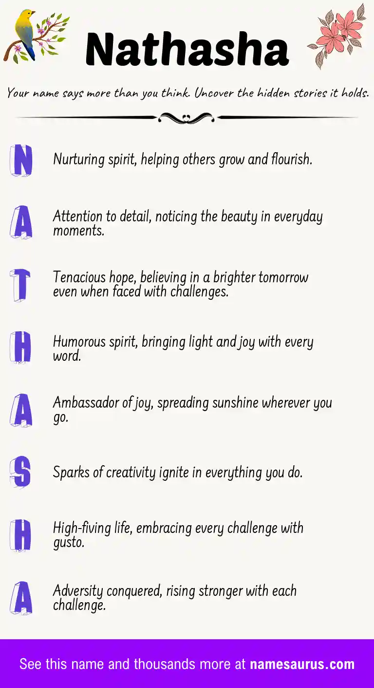 Acrostic poem about Nathasha.