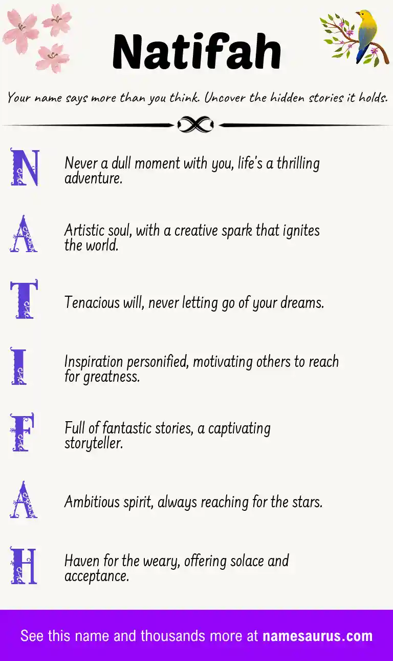 Acrostic poem about Natifah.