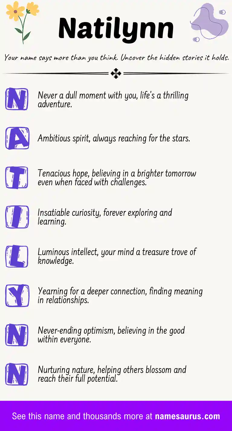 Acrostic poem about Natilynn.