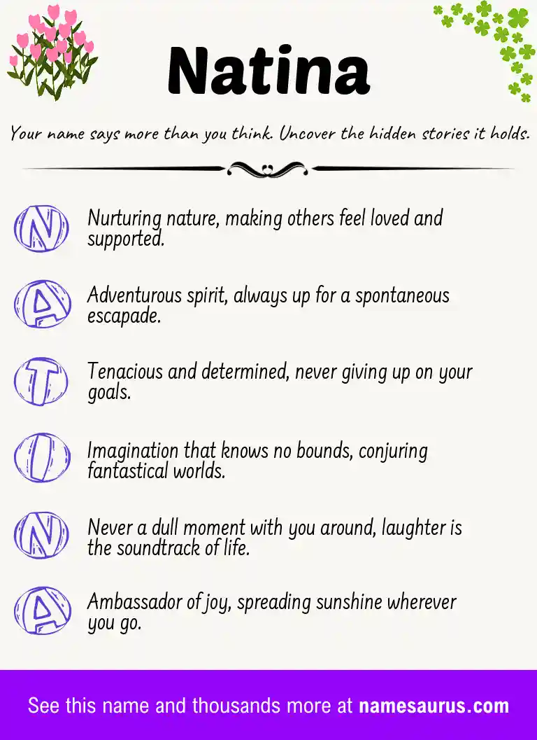 Acrostic poem about Natina.