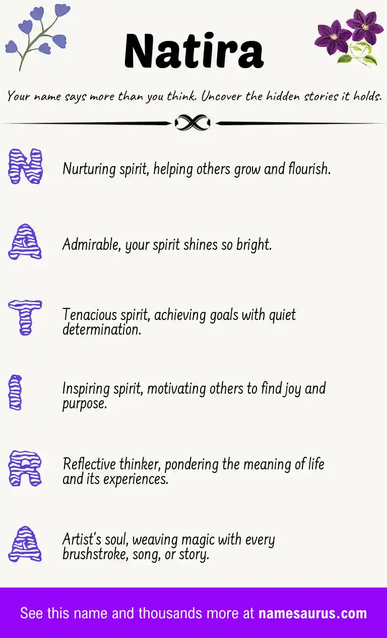 Acrostic poem about Natira.