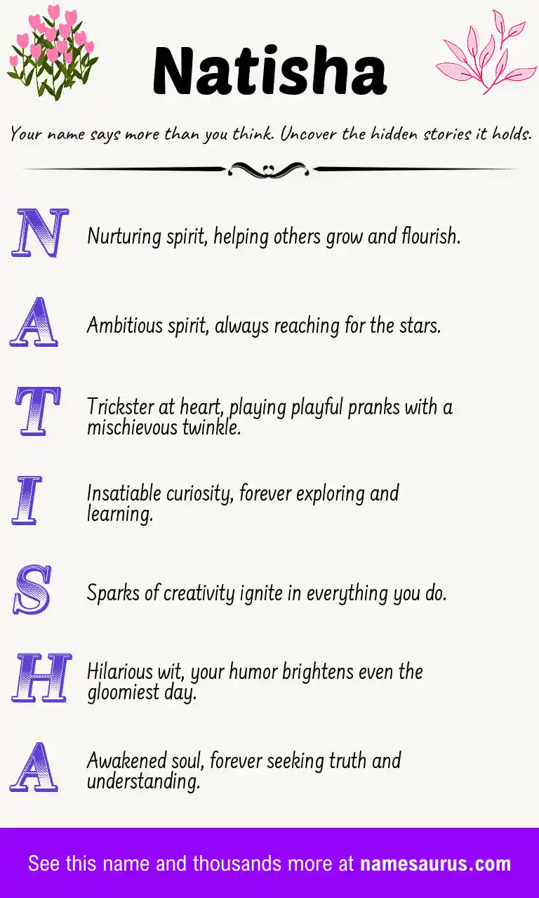 Acrostic poem about Natisha.