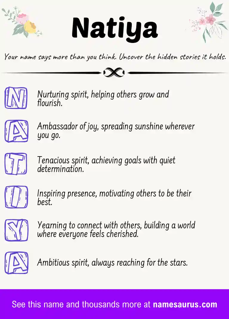 Acrostic poem about Natiya.