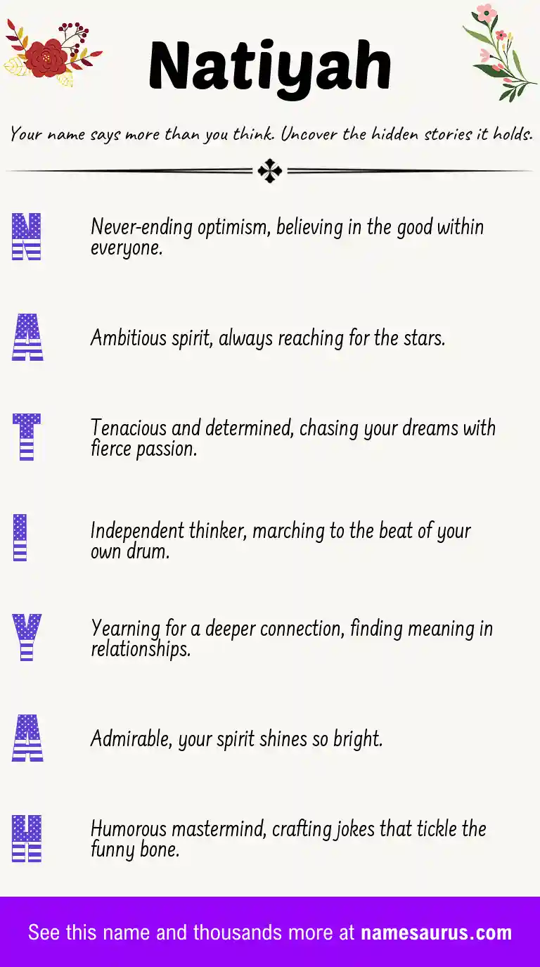 Acrostic poem about Natiyah.