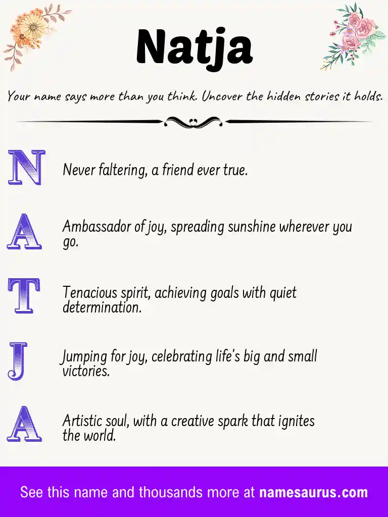 Acrostic poem about Natja.