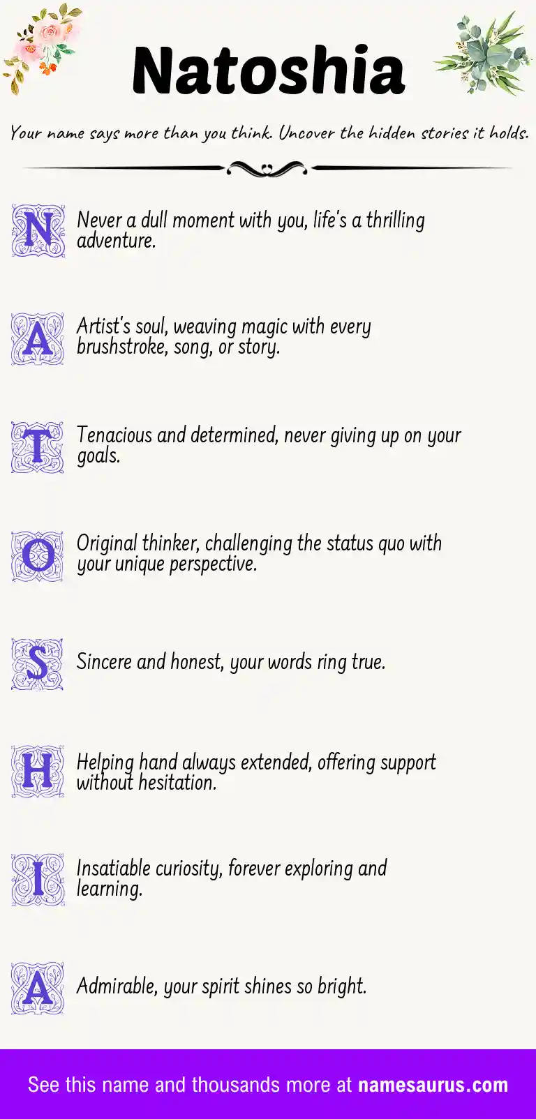 Acrostic poem about Natoshia.
