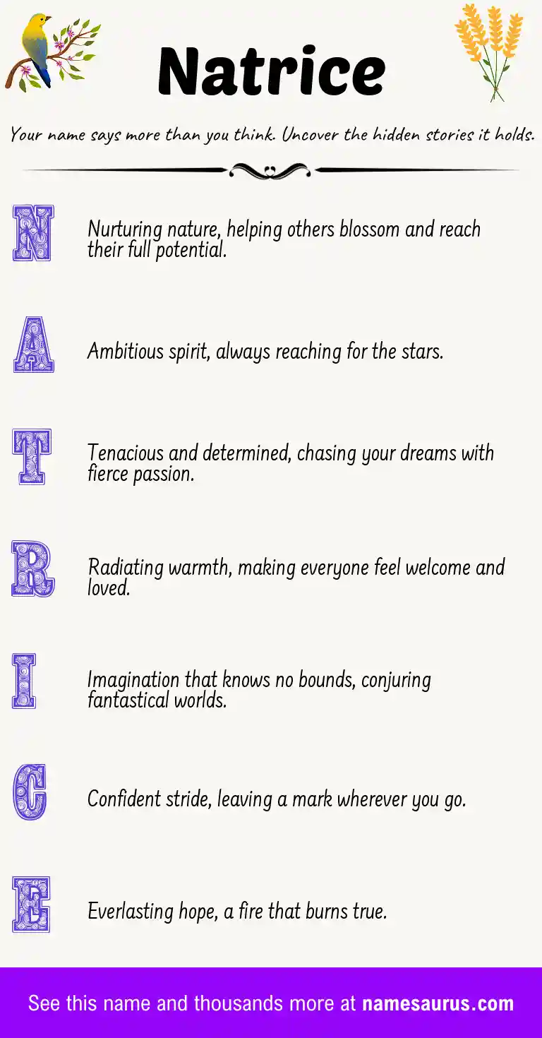 Acrostic poem about Natrice.