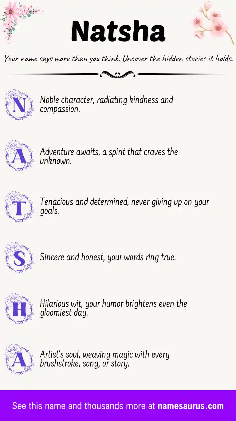 Acrostic poem about Natsha.