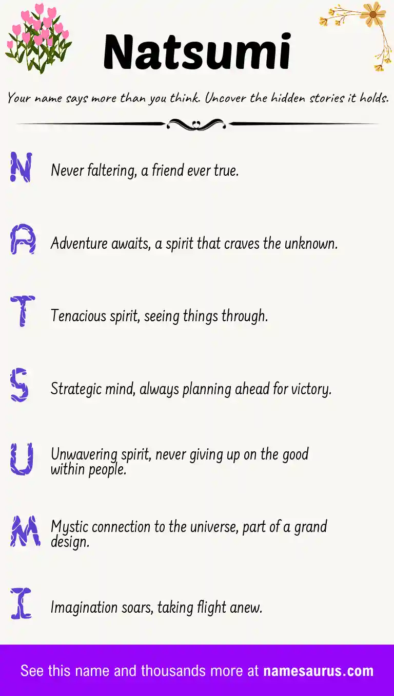 Acrostic poem about Natsumi.