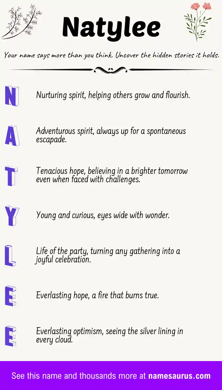 Acrostic poem about Natylee.
