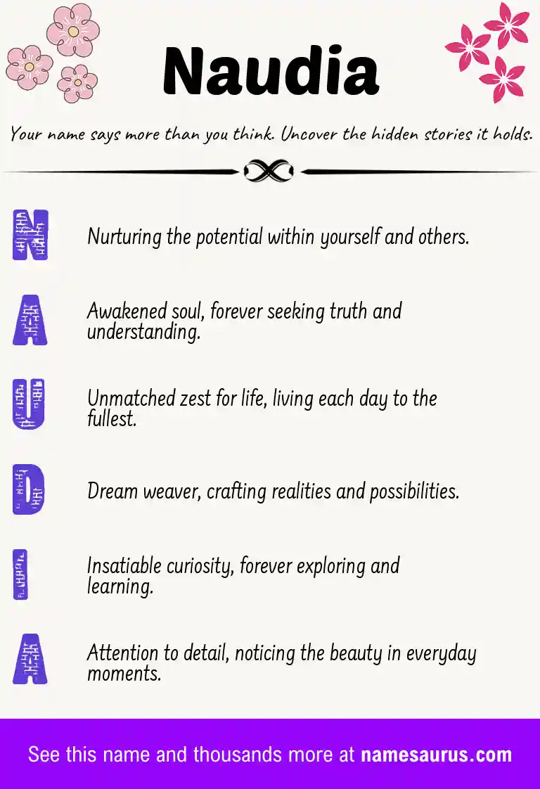Acrostic poem about Naudia.
