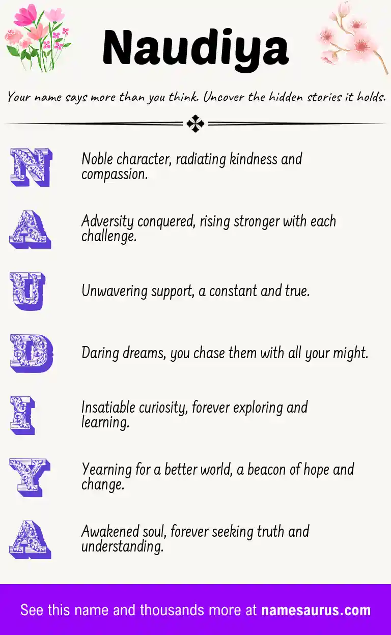 Acrostic poem about Naudiya.