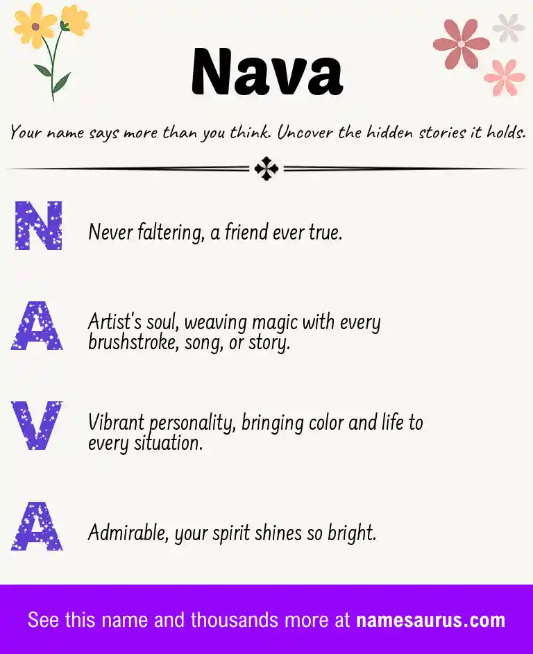 Acrostic poem about Nava.