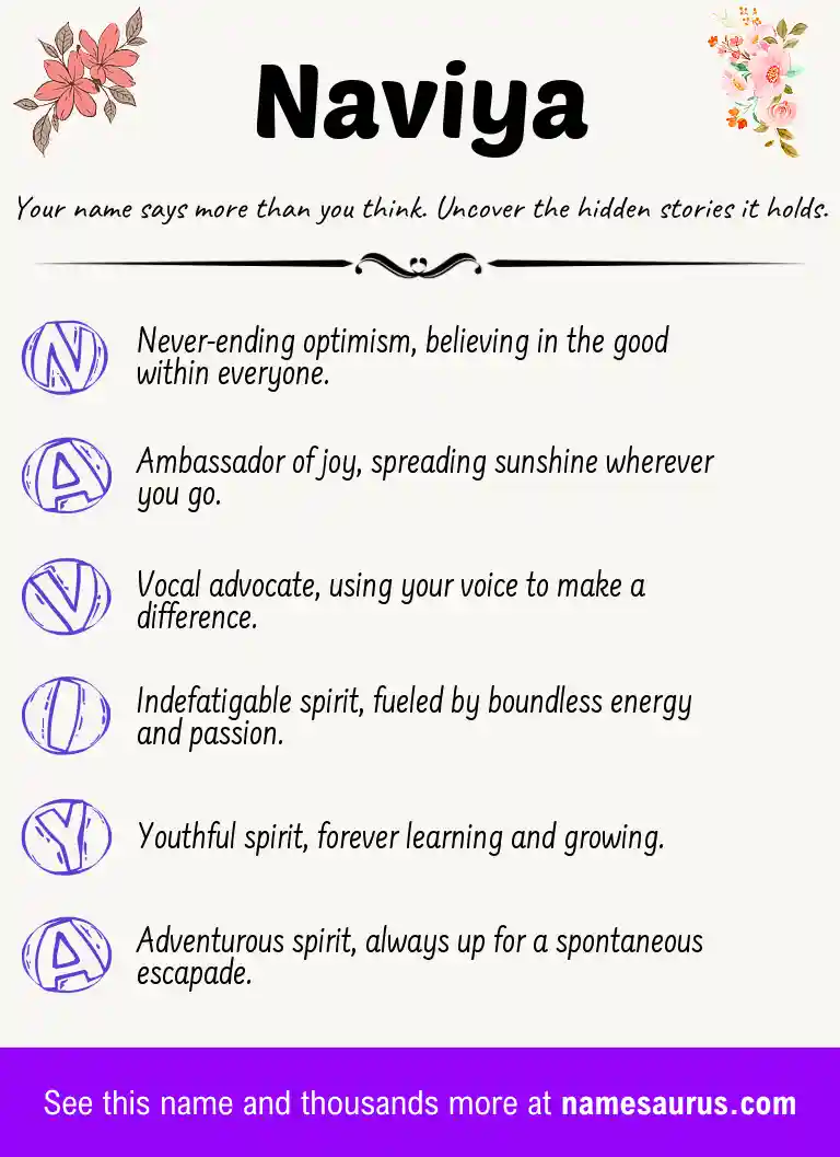 Acrostic poem about Naviya.