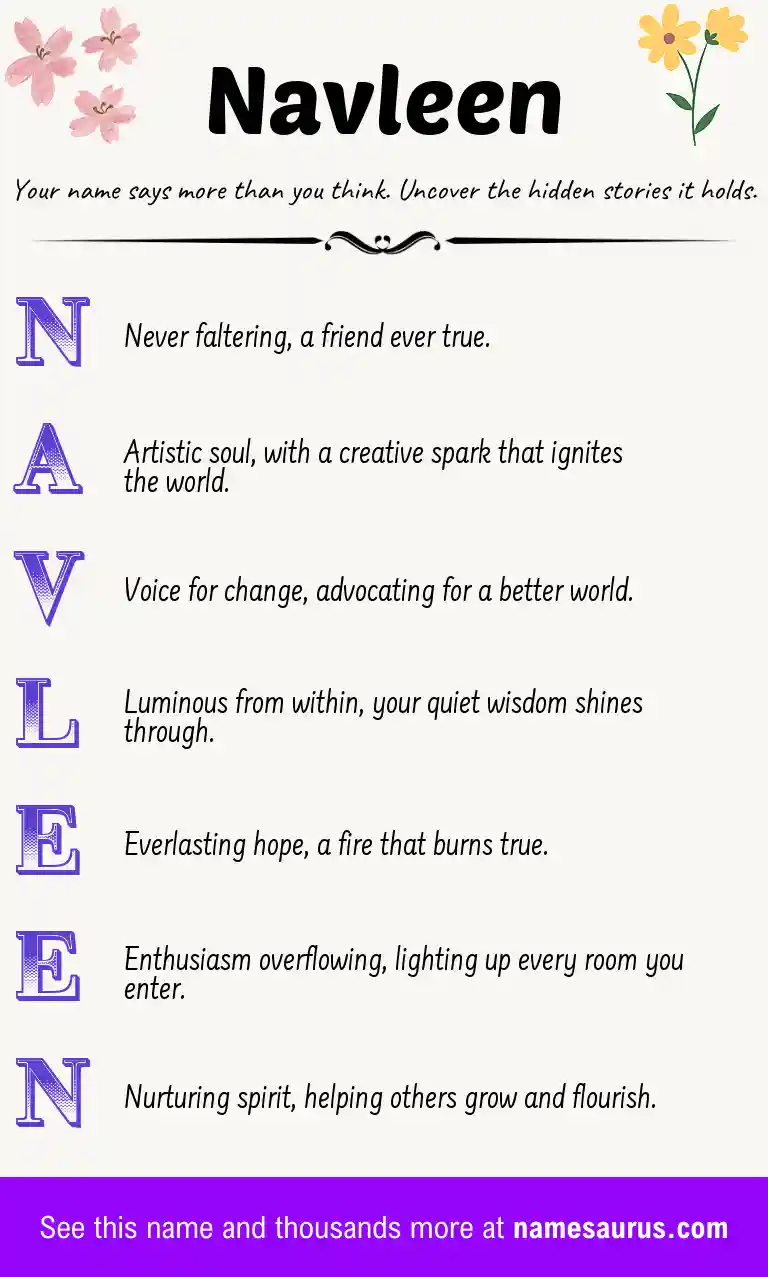 Acrostic poem about Navleen.