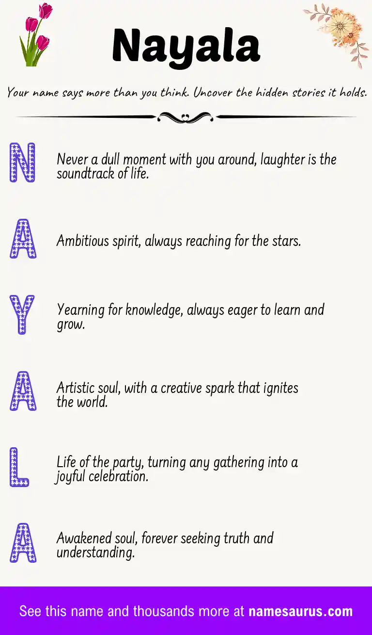 Acrostic poem about Nayala.