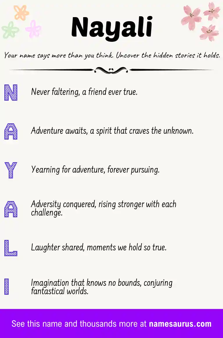 Acrostic poem about Nayali.