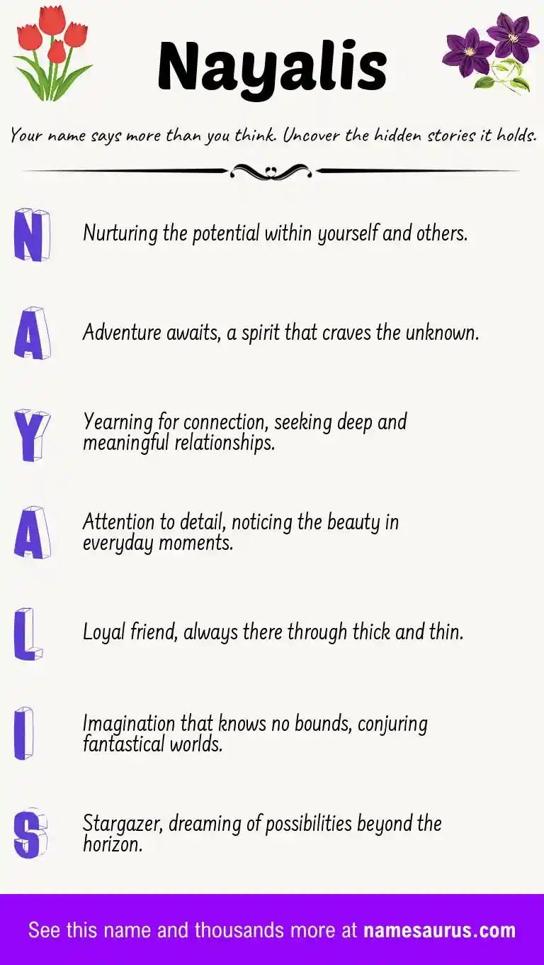 Acrostic poem about Nayalis.