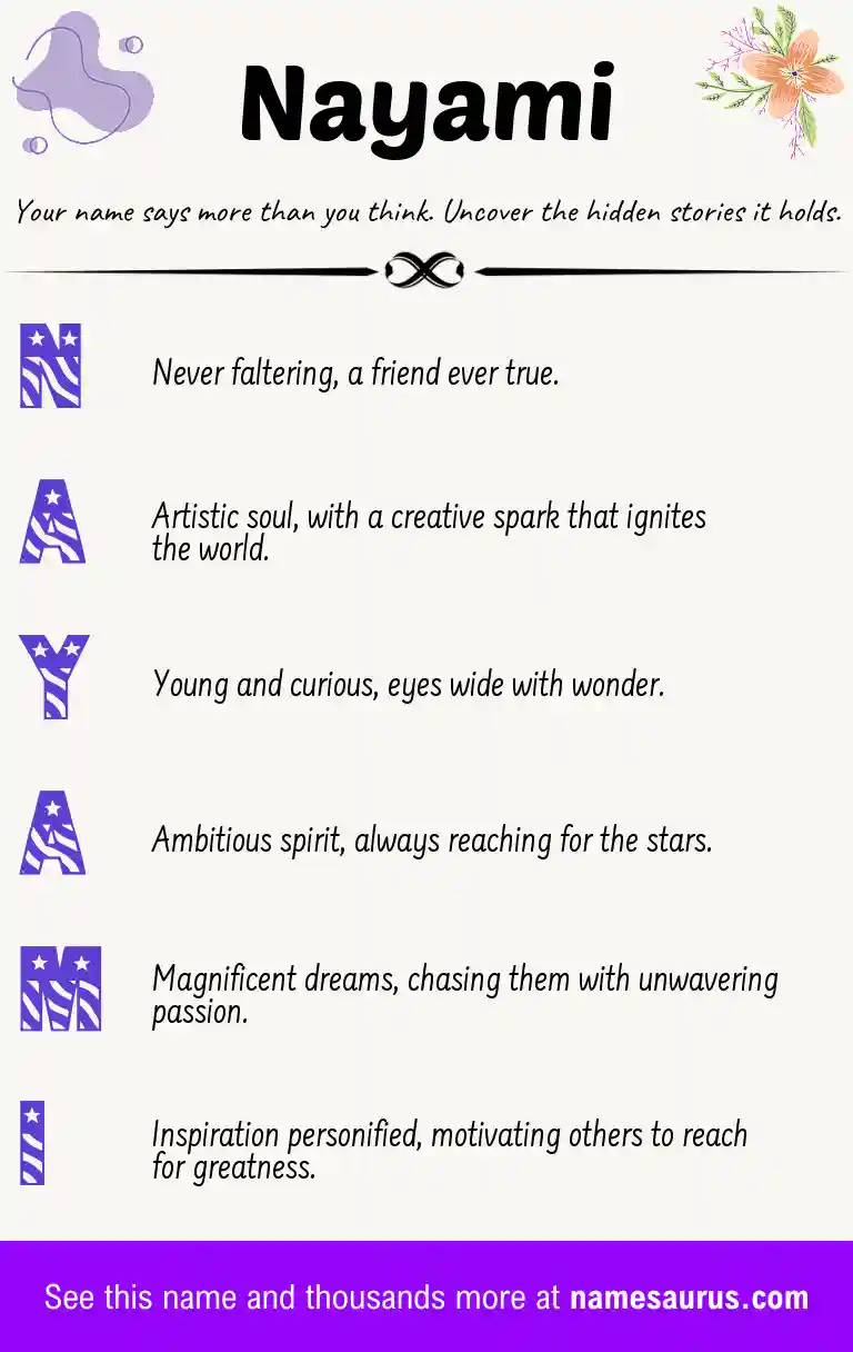 Acrostic poem about Nayami.
