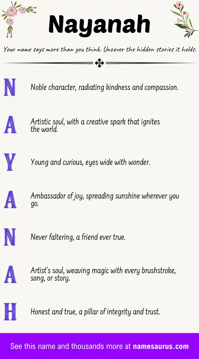 Acrostic poem about Nayanah.