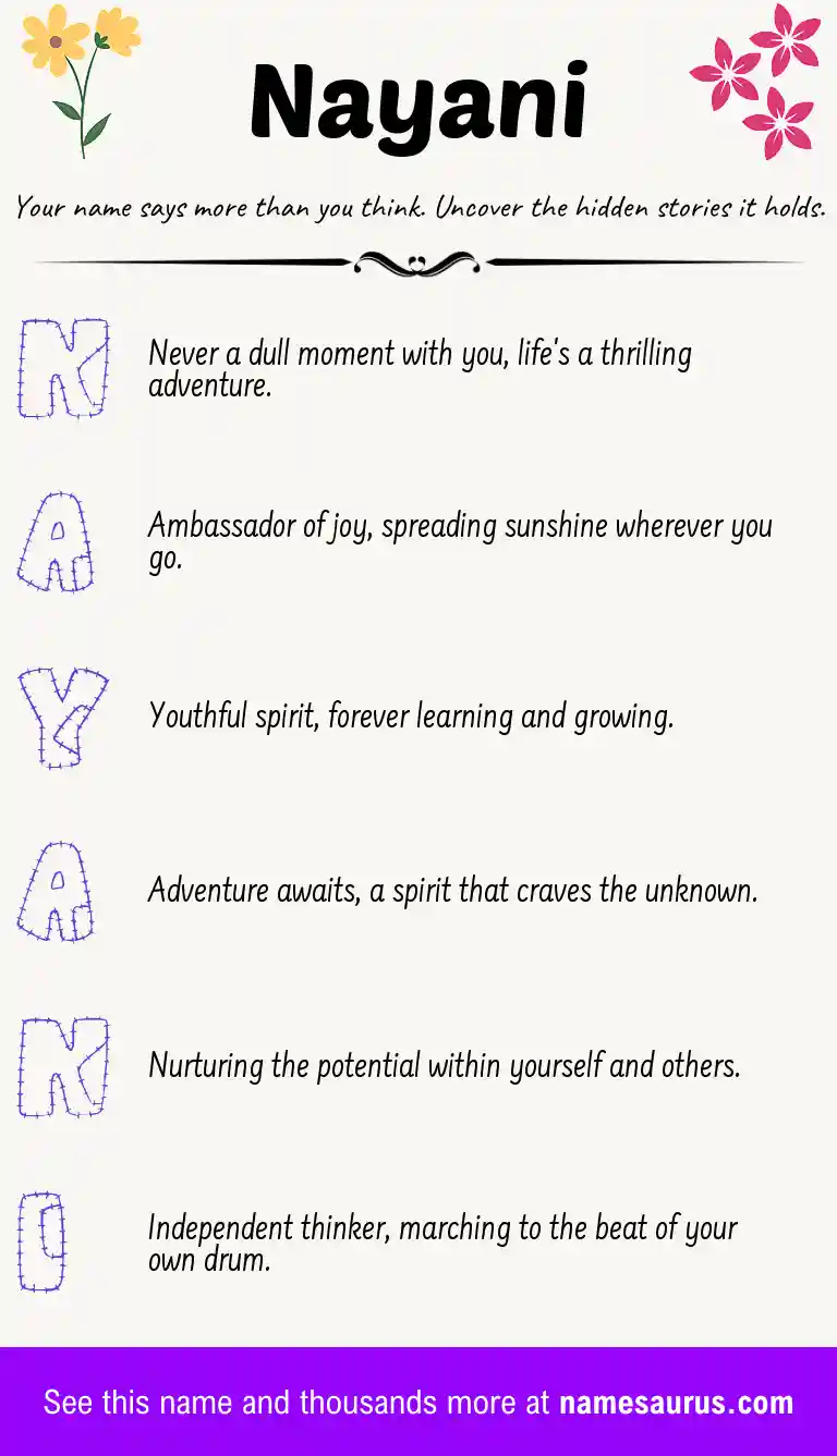Acrostic poem about Nayani.