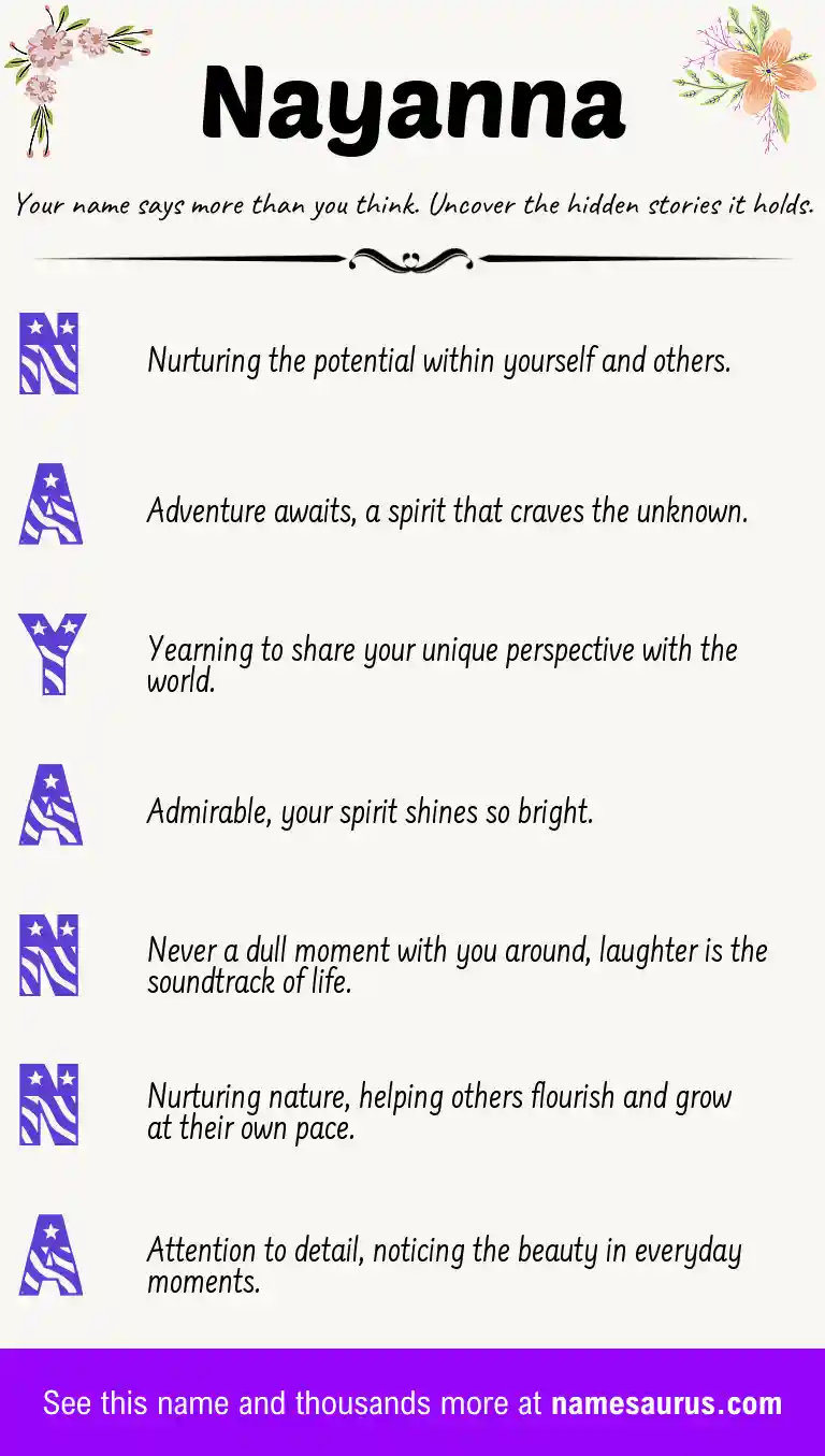 Acrostic poem about Nayanna.