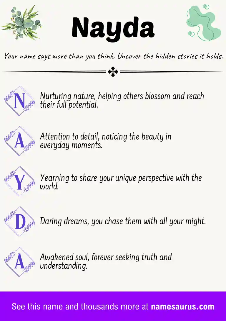 Acrostic poem about Nayda.