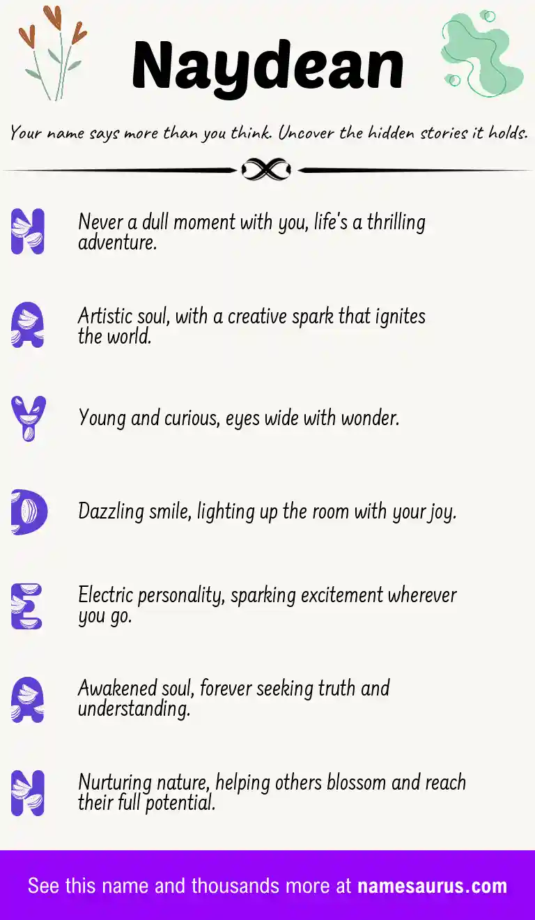 Acrostic poem about Naydean.