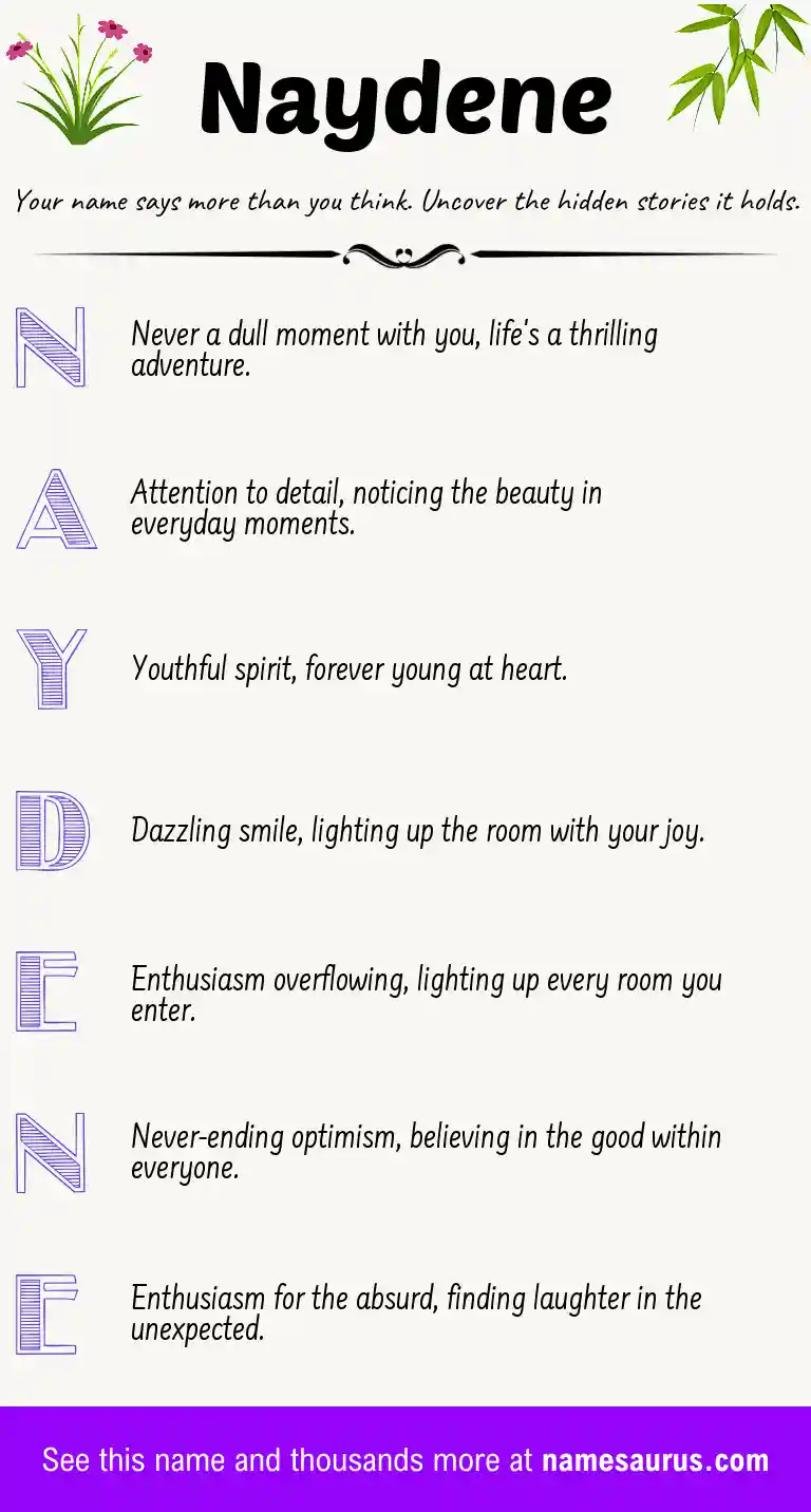 Acrostic poem about Naydene.