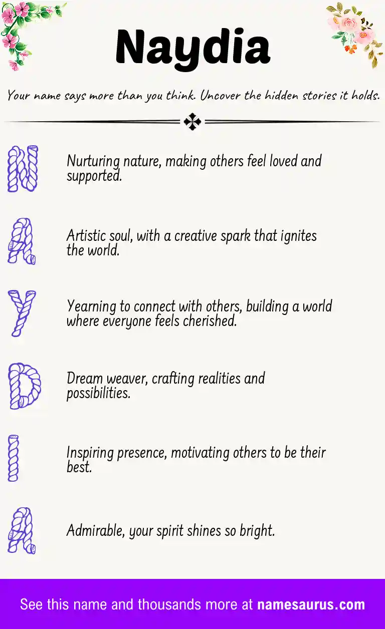 Acrostic poem about Naydia.