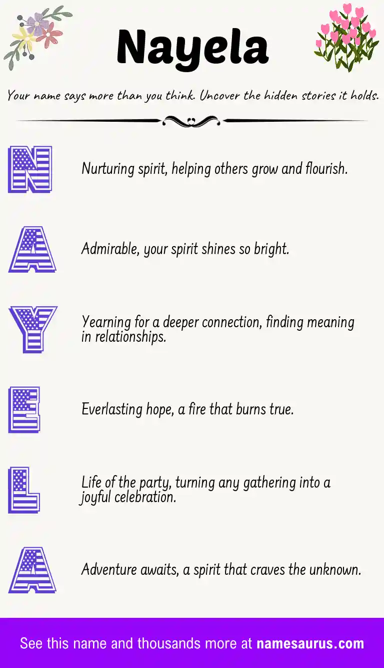 Acrostic poem about Nayela.