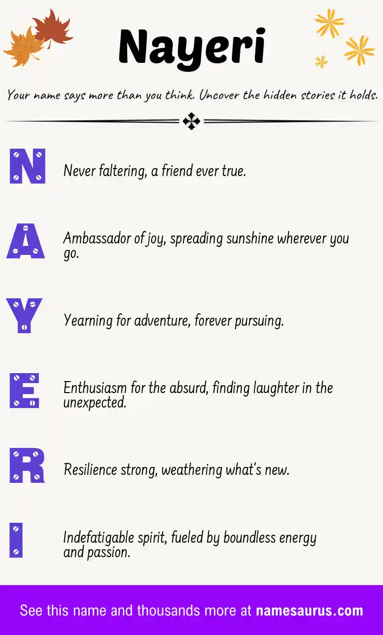 Acrostic poem about Nayeri.