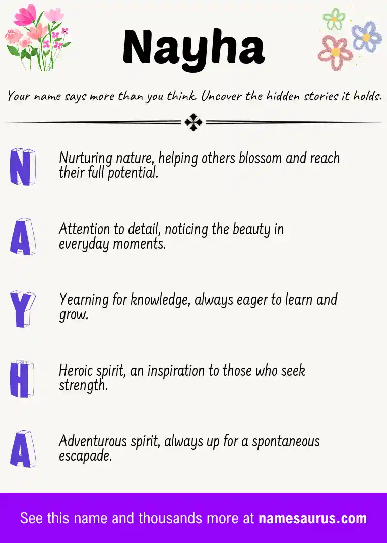 Acrostic poem about Nayha.