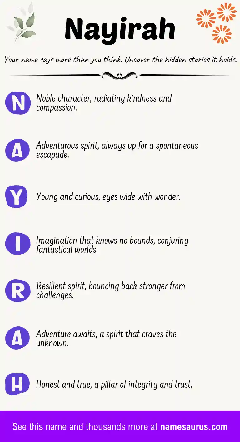 Acrostic poem about Nayirah.