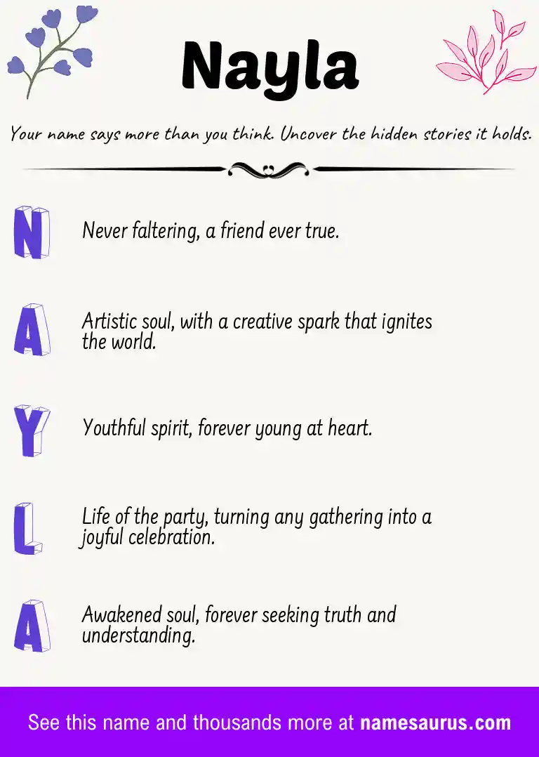 Acrostic poem about Nayla.