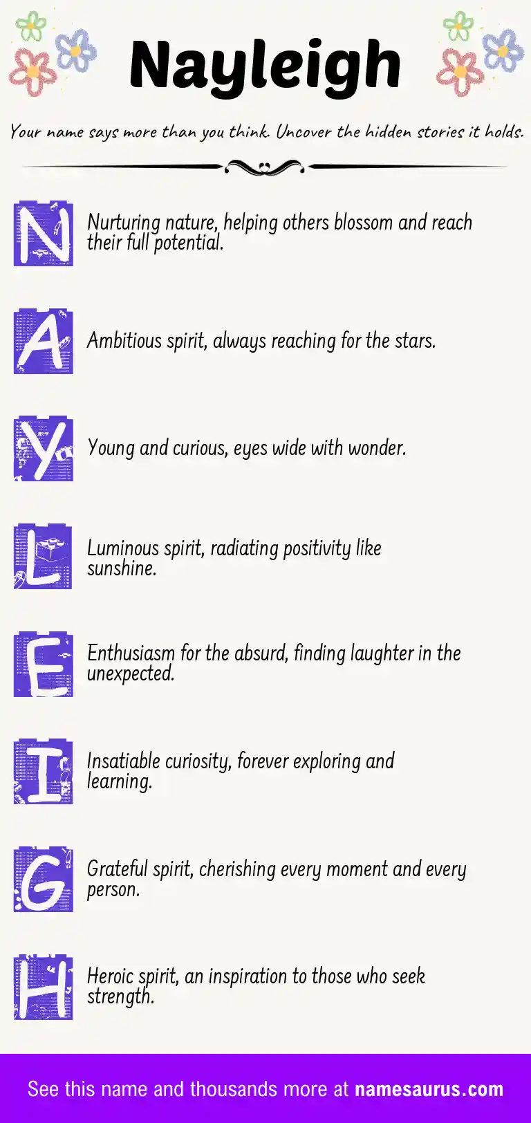 Acrostic poem about Nayleigh.