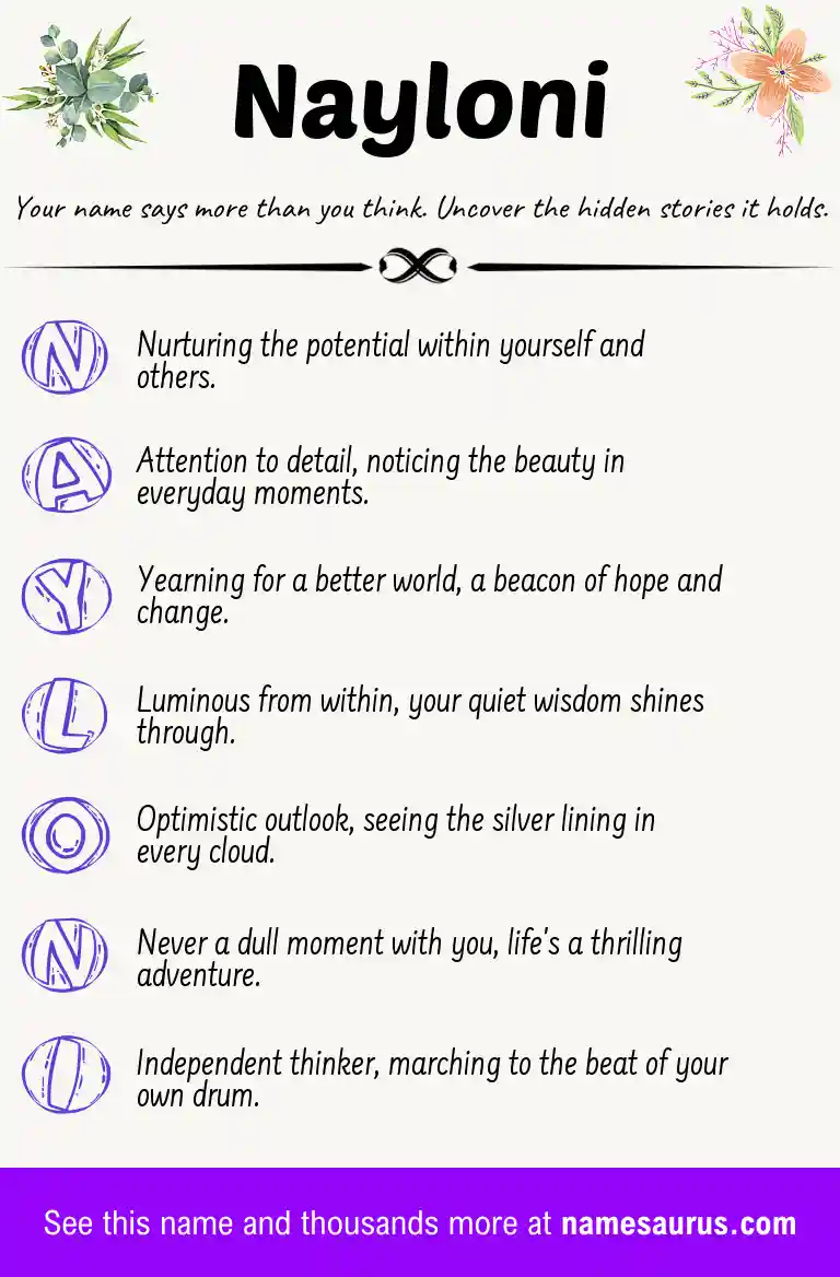 Acrostic poem about Nayloni.