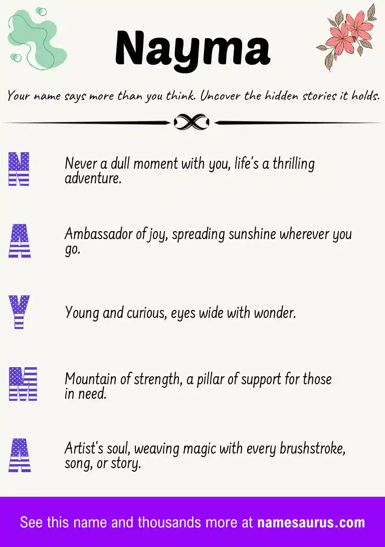 Acrostic poem about Nayma.