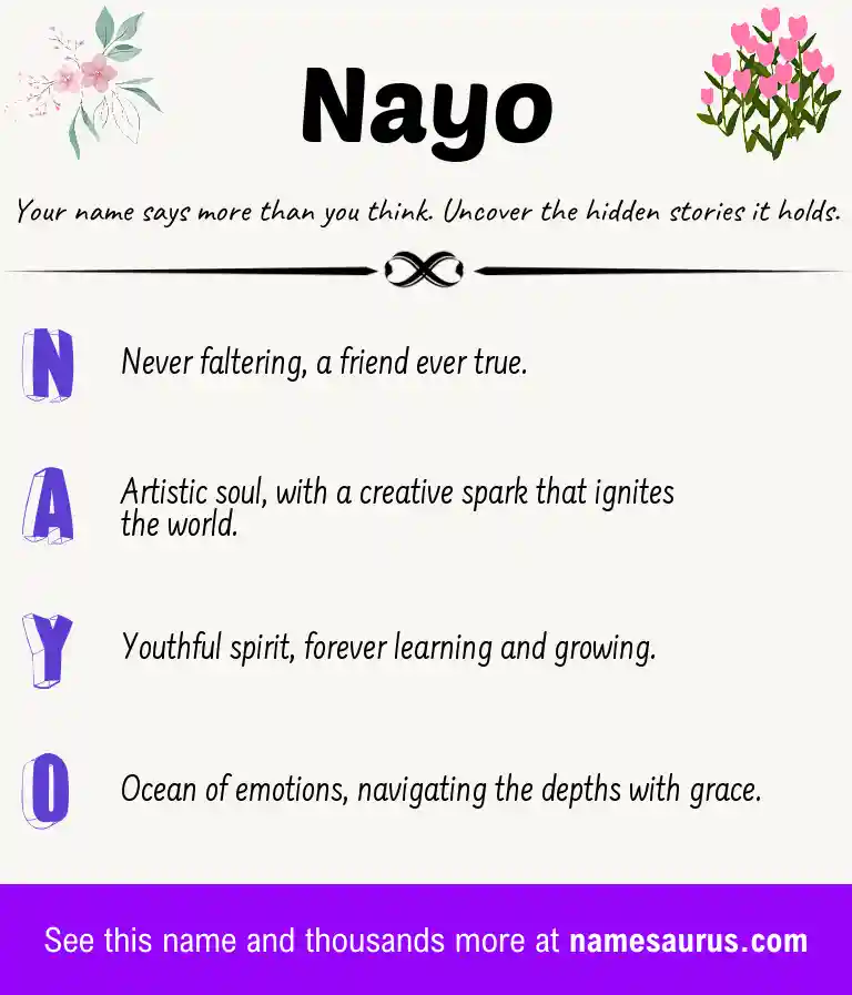Acrostic poem about Nayo.