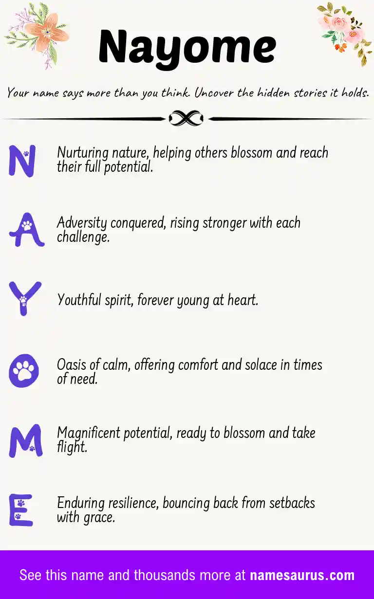 Acrostic poem about Nayome.