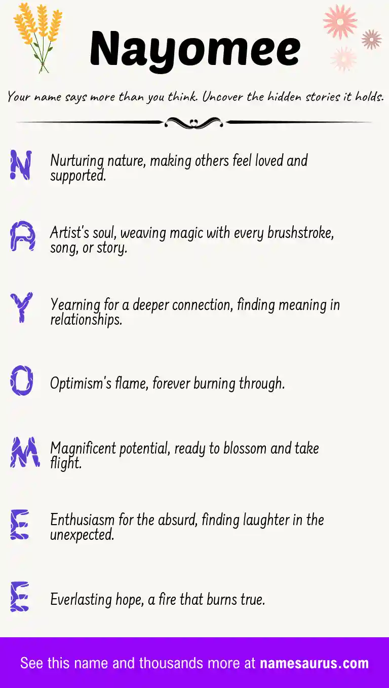 Acrostic poem about Nayomee.