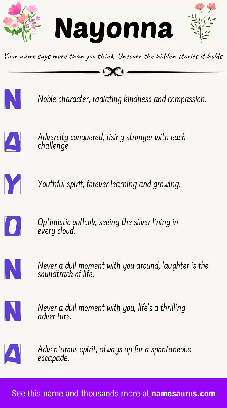 Acrostic poem about Nayonna.