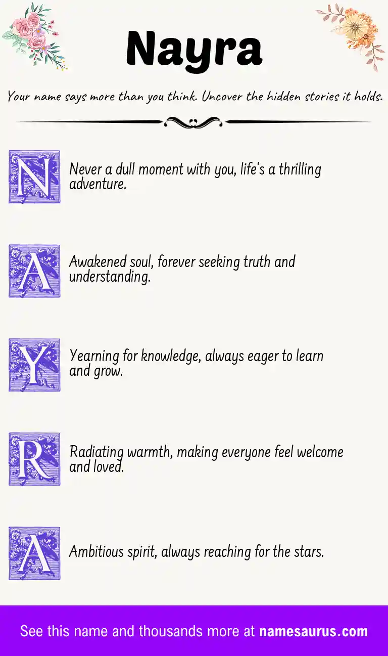 Acrostic poem about Nayra.