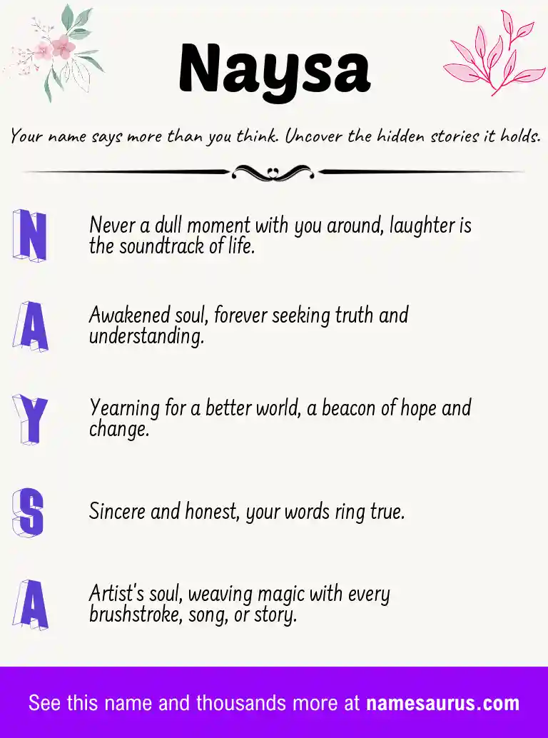 Acrostic poem about Naysa.