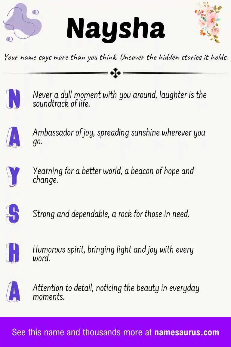 Acrostic poem about Naysha.
